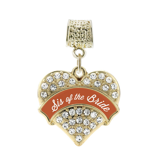 Gold Rust Sis of Bride Pave Heart Memory Charm