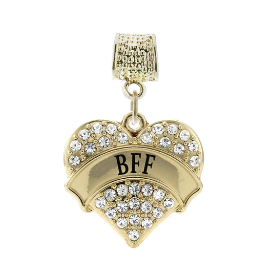 Gold BFF Pave Heart Memory Charm