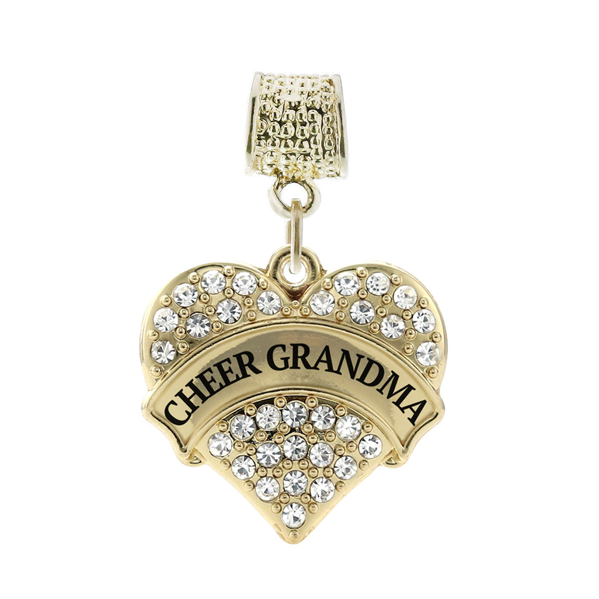 Gold Cheer Grandma Pave Heart Memory Charm