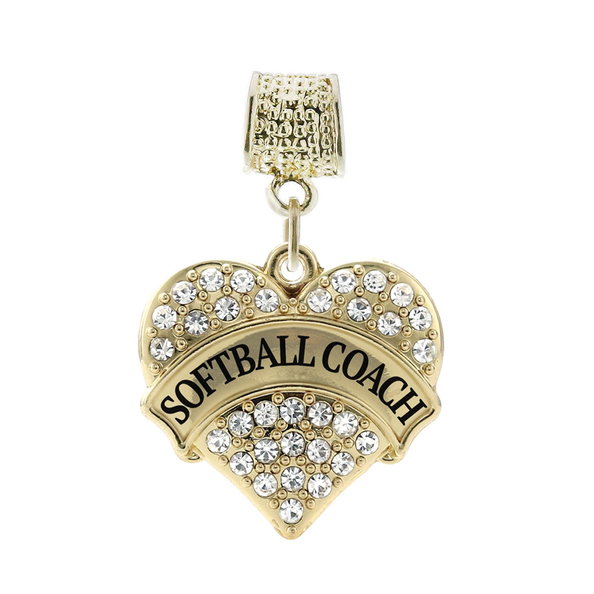 Gold Slow Pitch Pave Heart Memory Charm