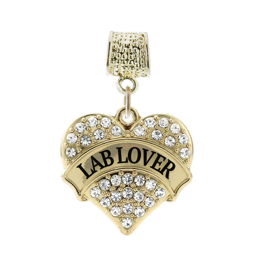 Gold Lab Lover Pave Heart Memory Charm
