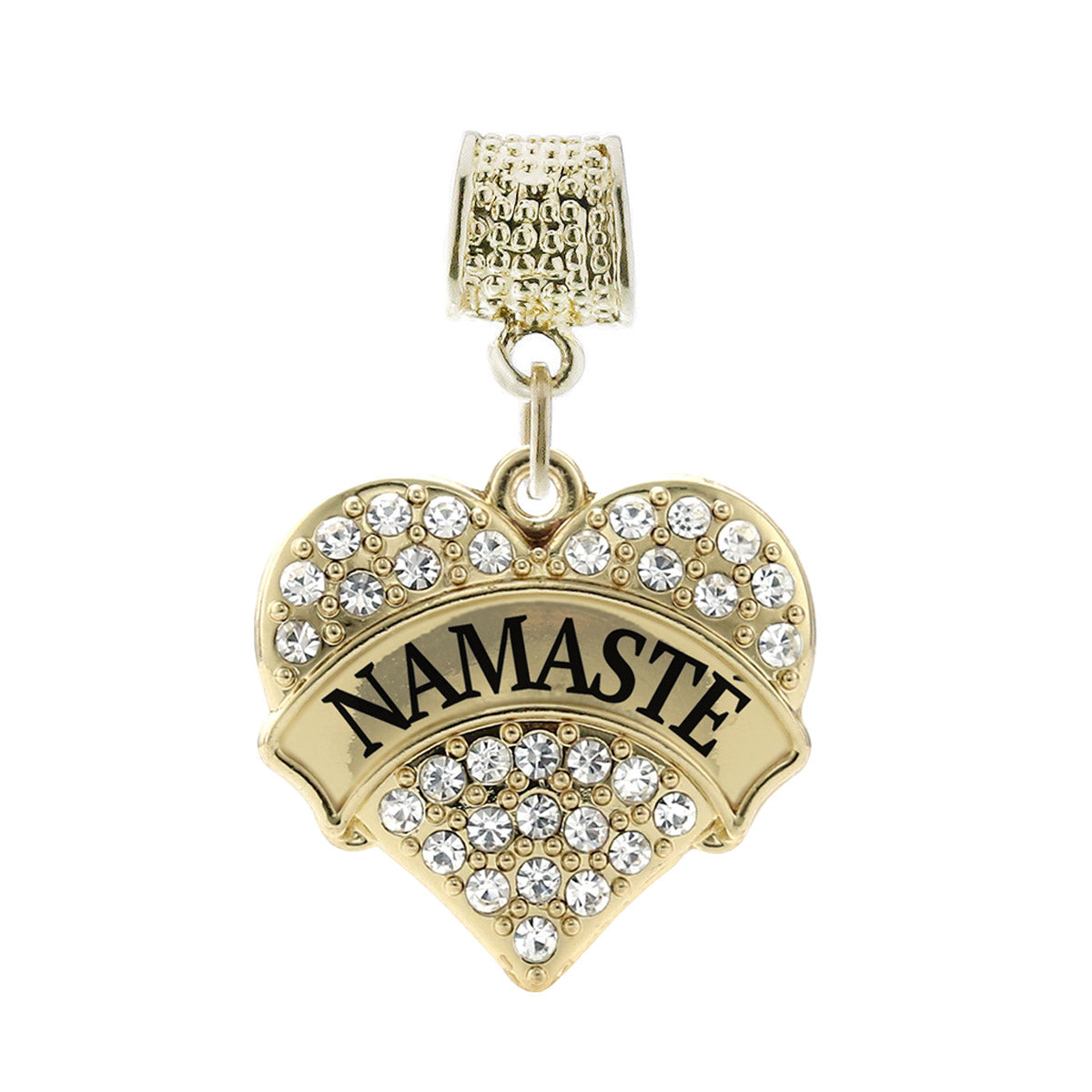 Gold Namasté Pave Heart Memory Charm
