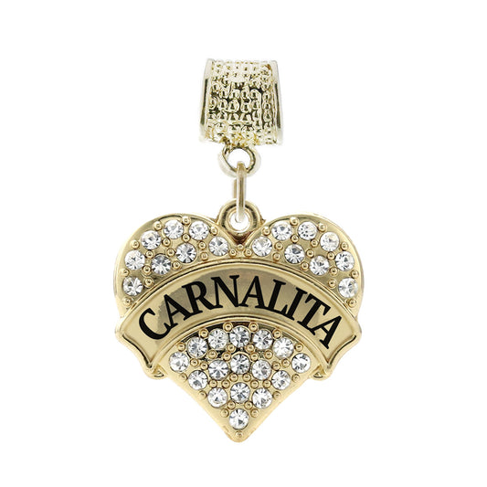 Gold Carnalita - Little Sister Pave Heart Memory Charm