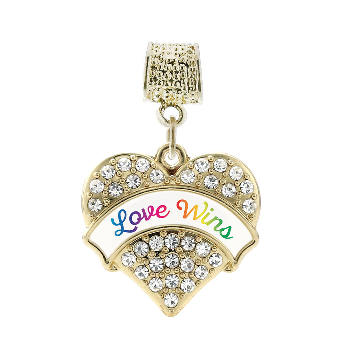 Gold Love Wins Pave Heart Memory Charm
