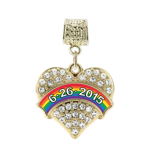 Gold Marriage Equality - 6.26.15 Pave Heart Memory Charm