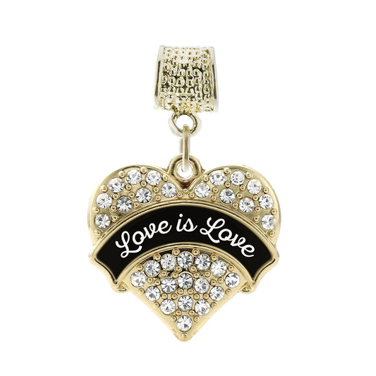 Gold Love is Love Pave Heart Memory Charm