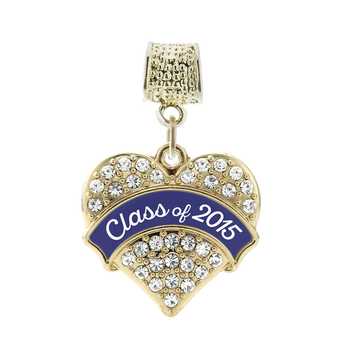Gold Class of 2015 - Navy Pave Heart Memory Charm