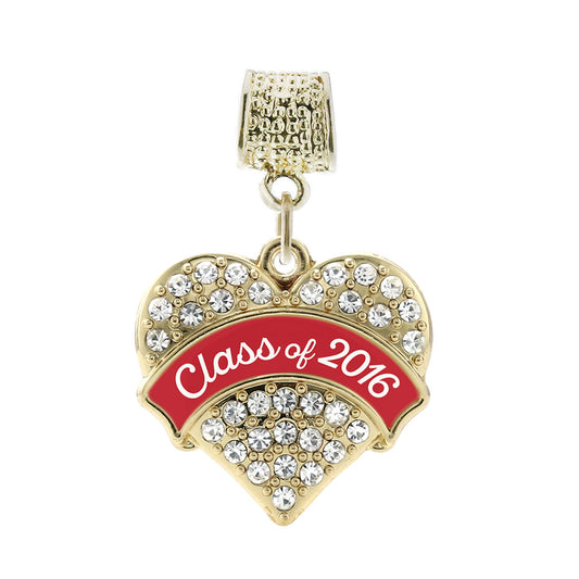 Gold Red Class of 2016 Pave Heart Memory Charm