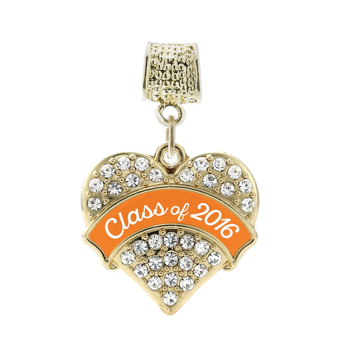 Gold Orange Class of 2016 Pave Heart Memory Charm