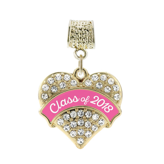 Gold Class of 2018 - Pink Pave Heart Memory Charm