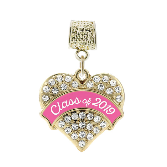 Gold Class of 2019 - Pink Pave Heart Memory Charm