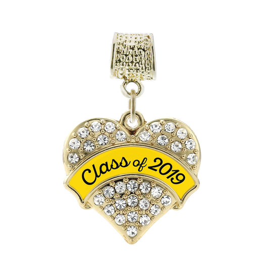 Gold Class of 2019 - Yellow Pave Heart Memory Charm