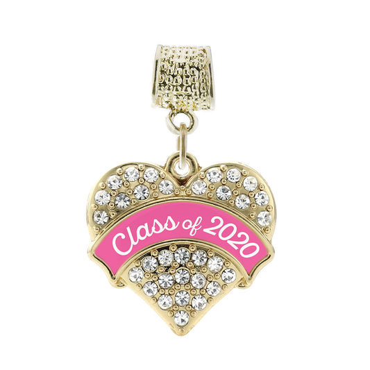 Gold Class of 2020 - Pink Pave Heart Memory Charm