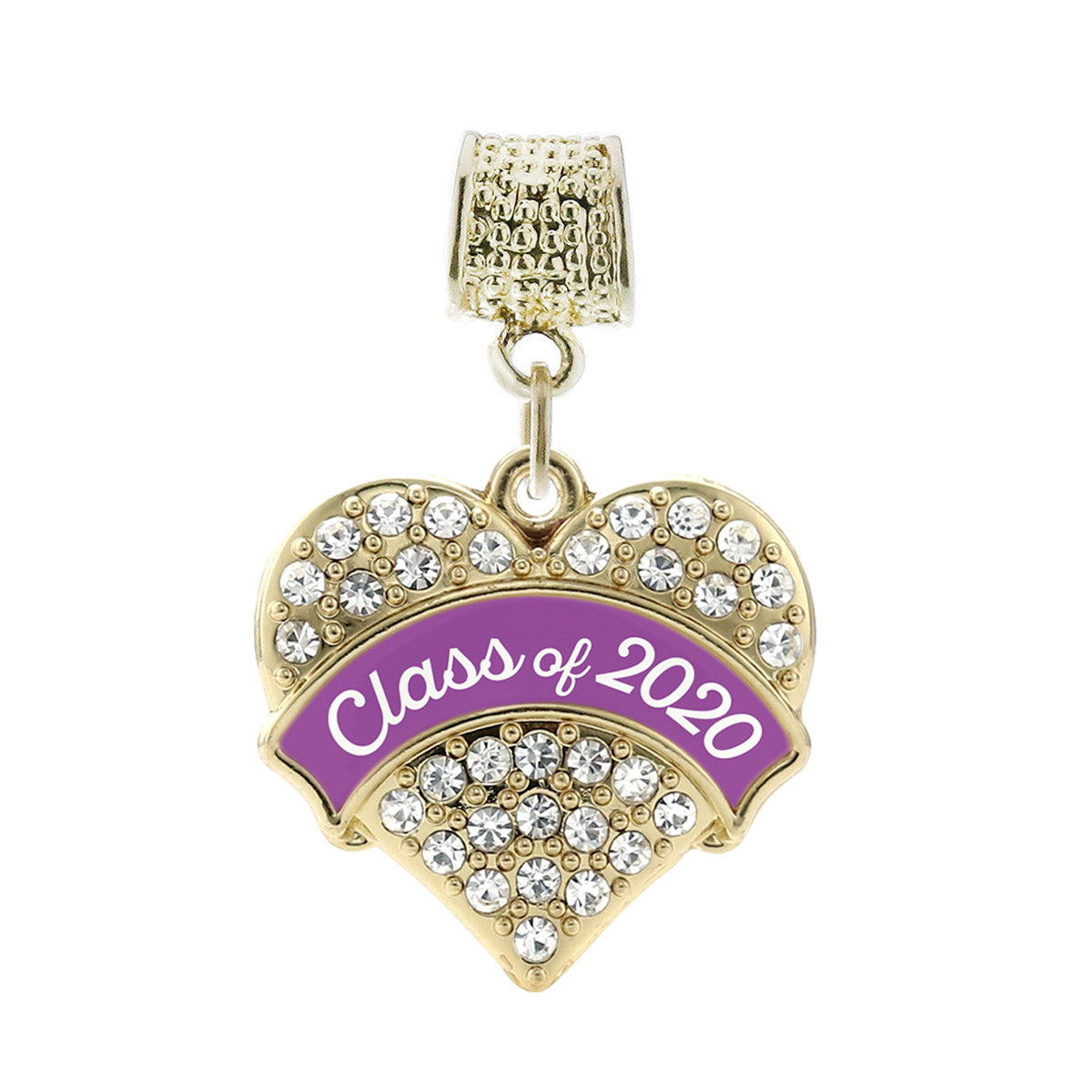 Gold Class of 2020 - Purple Pave Heart Memory Charm