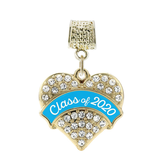 Gold Class of 2020 - Blue Pave Heart Memory Charm