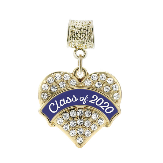 Gold Class of 2020 - Navy Pave Heart Memory Charm