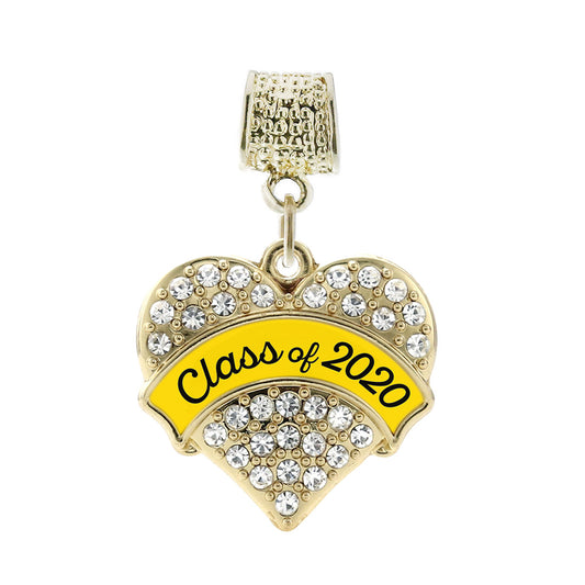 Gold Class of 2020 - Yellow Pave Heart Memory Charm