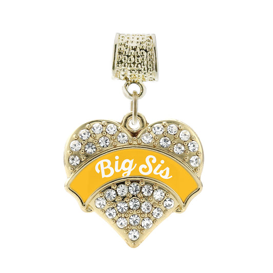 Gold Marigold Big Sister Pave Heart Memory Charm