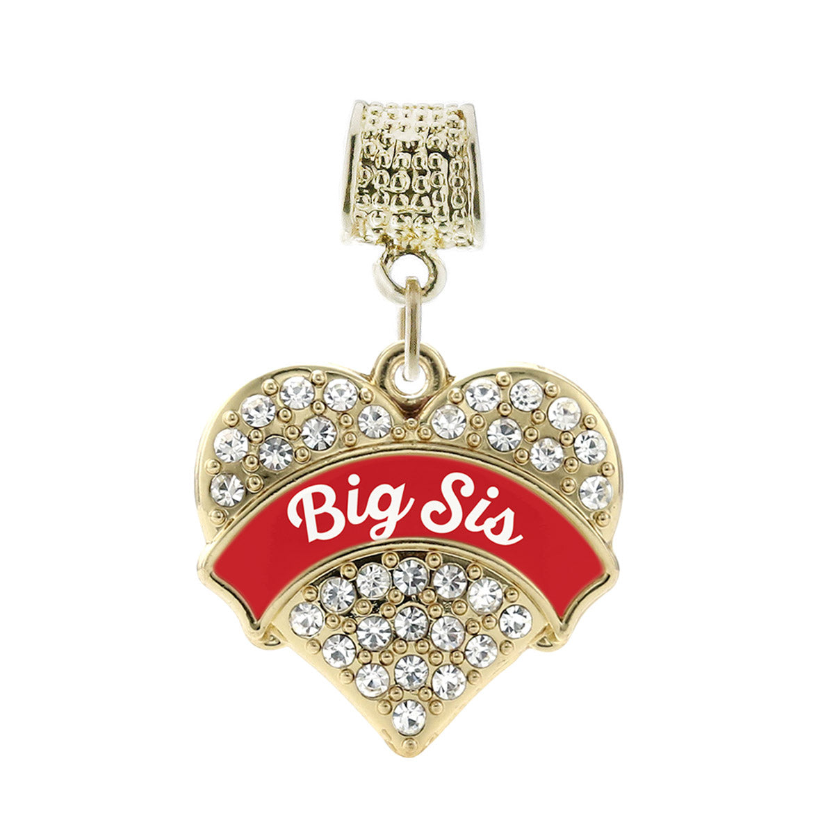Gold Red Big Sis Pave Heart Memory Charm