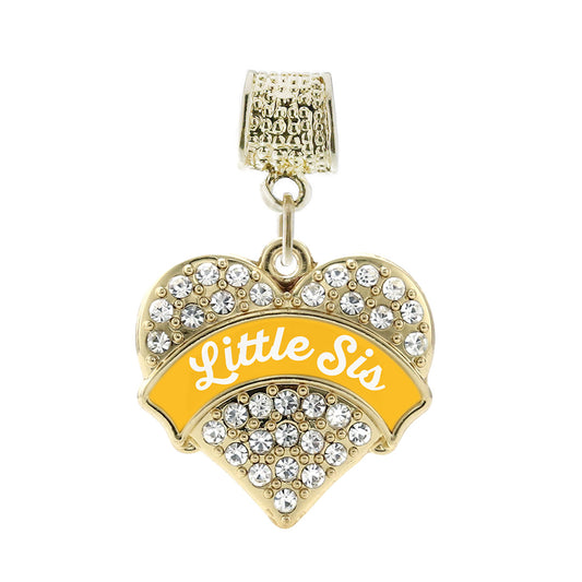 Gold Marigold Little Sister Pave Heart Memory Charm