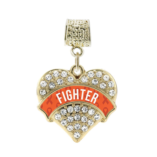 Gold Orange Fighter Pave Heart Memory Charm