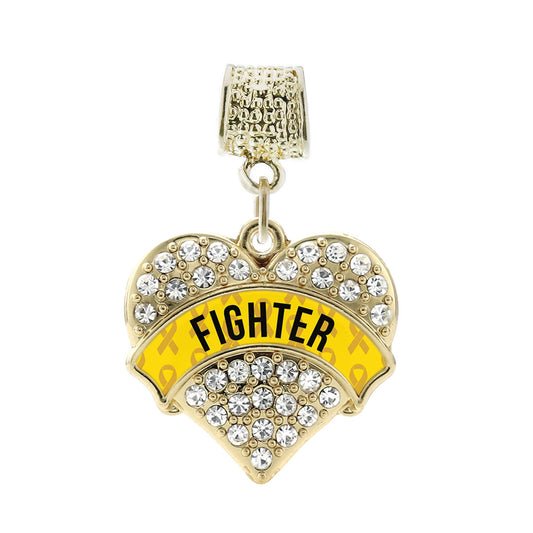 Gold Yellow Fighter Pave Heart Memory Charm
