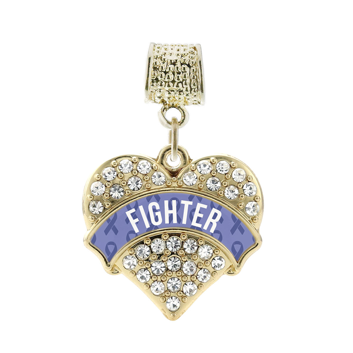 Gold Periwinkle Fighter Pave Heart Memory Charm