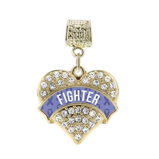 Gold Periwinkle Fighter Pave Heart Memory Charm