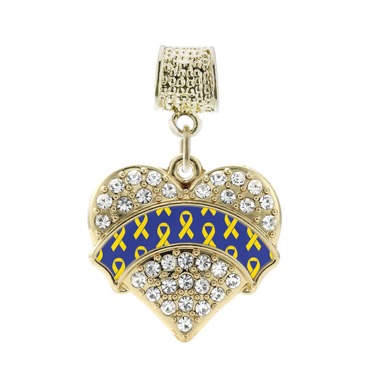 Gold Down Syndrome Awareness & Support Pave Heart Memory Charm