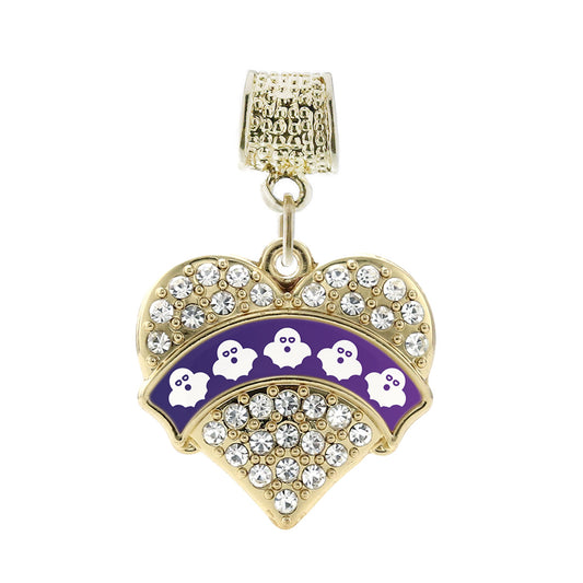 Gold Ghosts Pave Heart Memory Charm