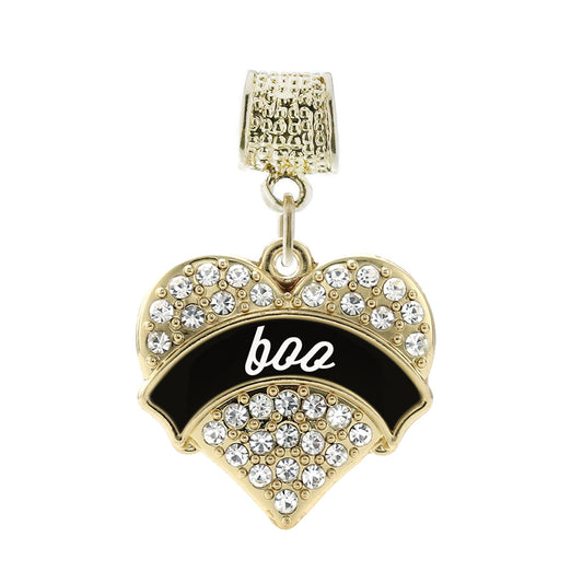 Gold Boo Pave Heart Memory Charm