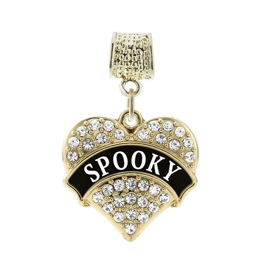 Gold Spooky Pave Heart Memory Charm