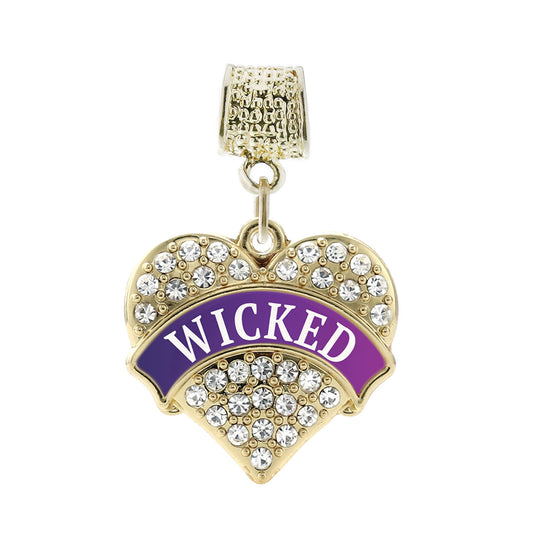 Gold Wicked Pave Heart Memory Charm