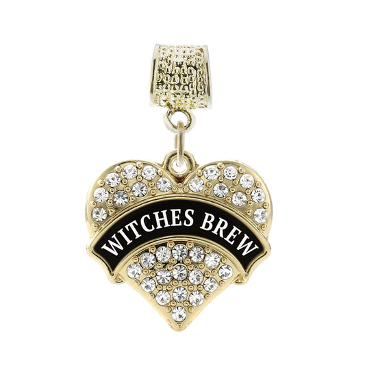 Gold Witches Brew Pave Heart Memory Charm