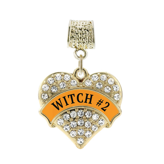 Gold Witch #2 Pave Heart Memory Charm