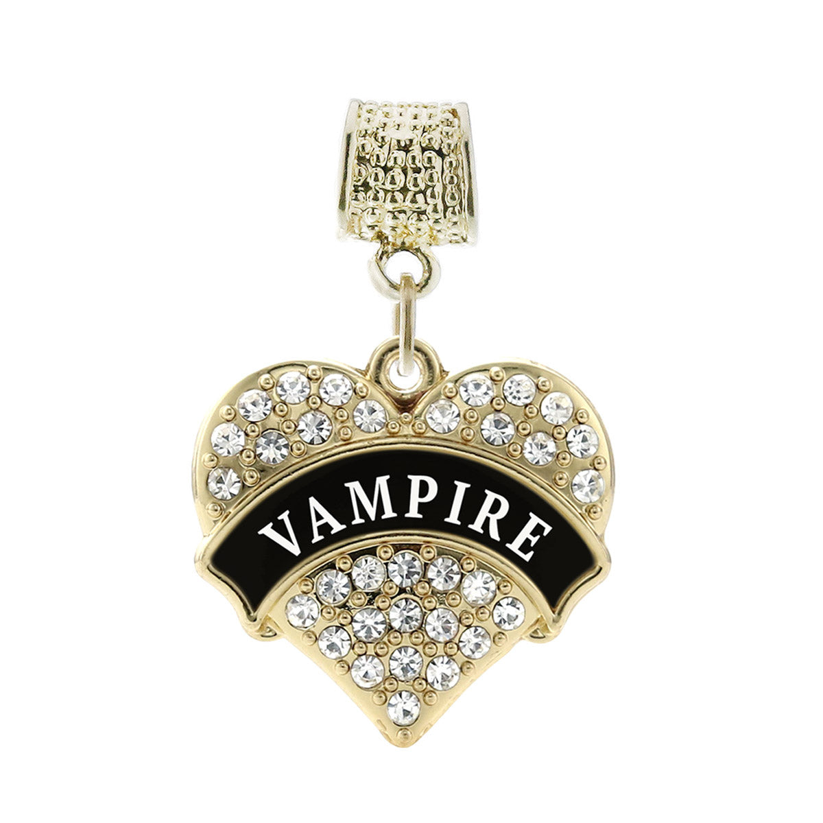 Gold Vampire Pave Heart Memory Charm