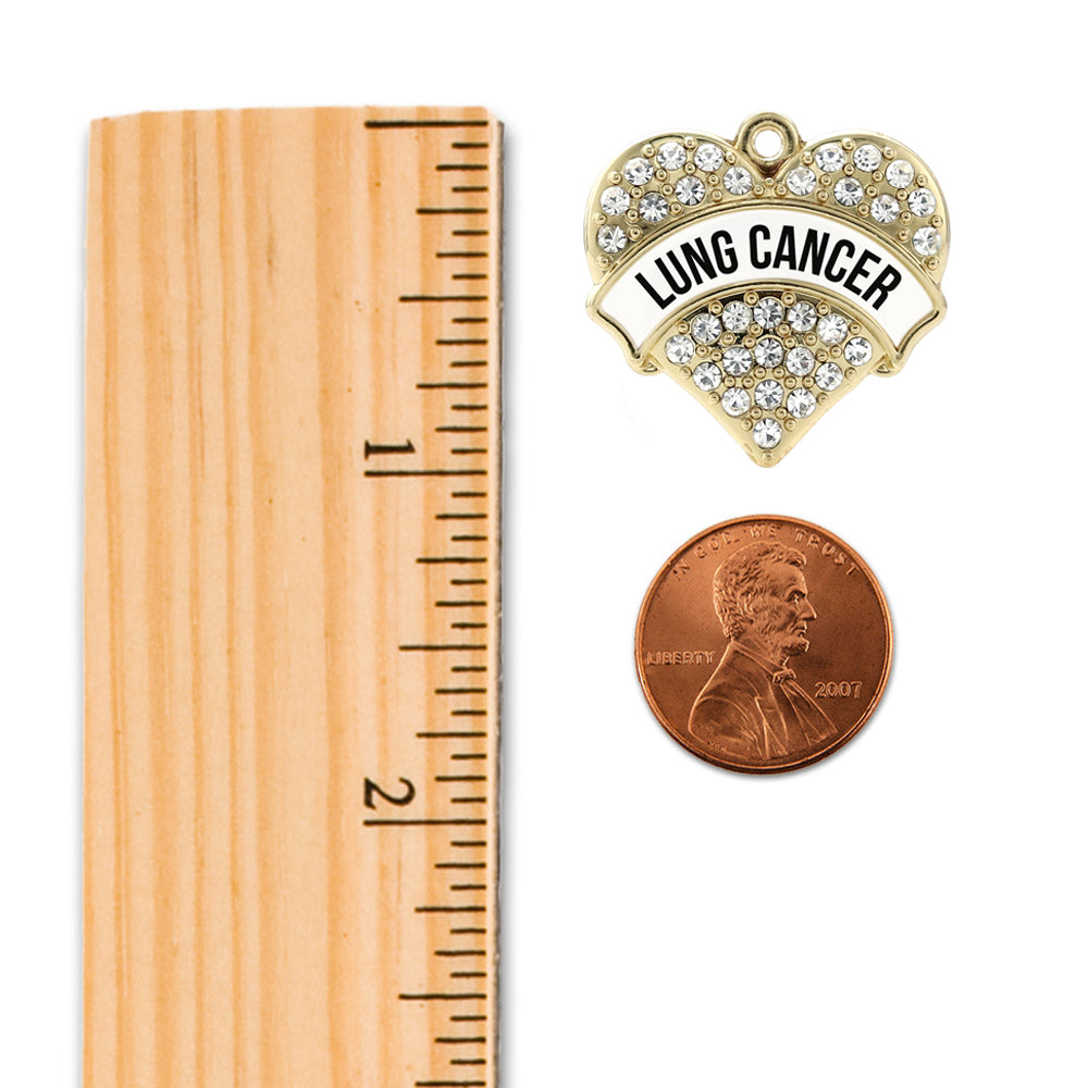 Gold Lung Cancer Awareness Pave Heart Memory Charm