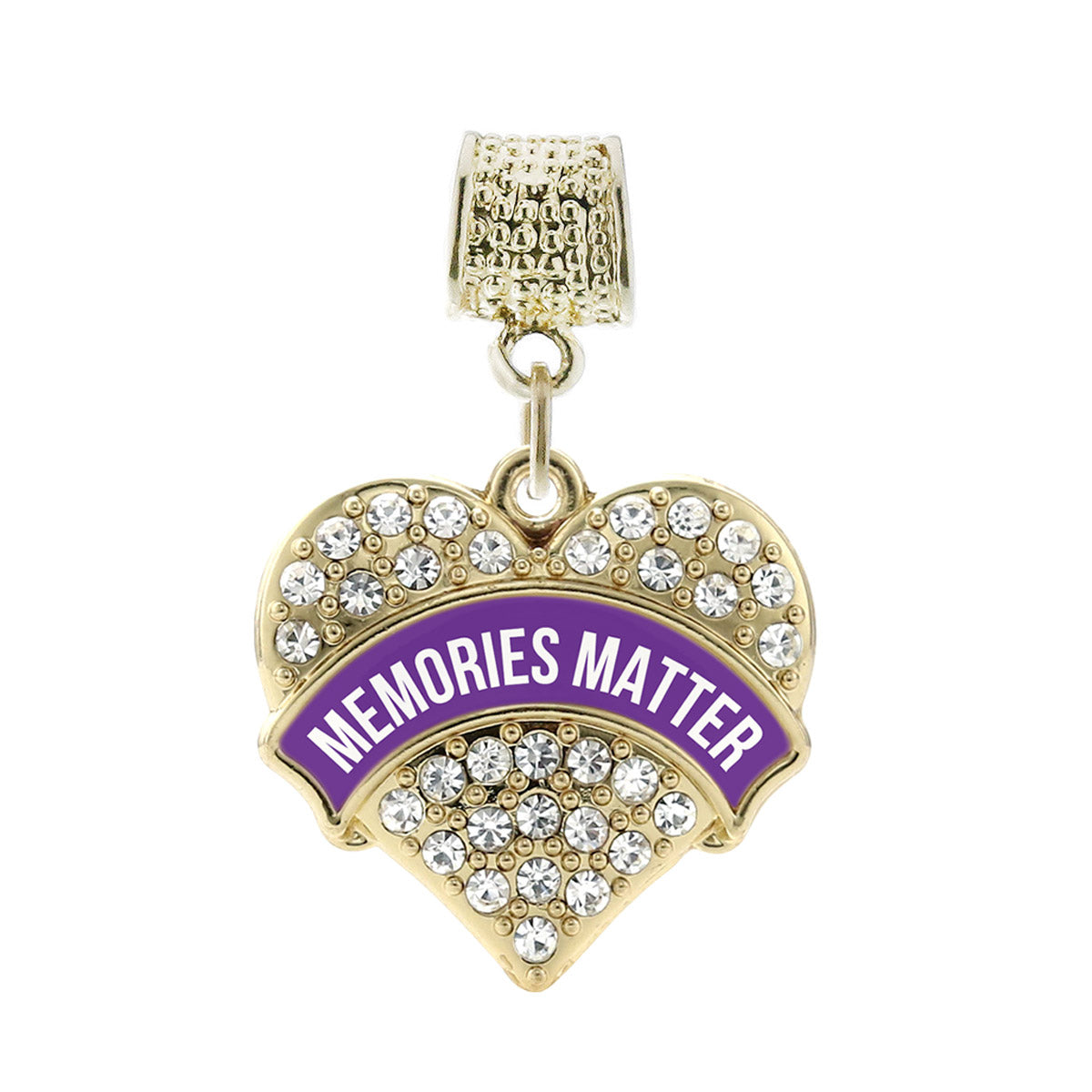 Gold Memories Matter Alzheimer's Awareness Pave Heart Memory Charm