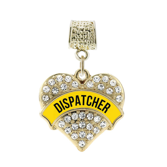 Gold Dispatcher Pave Heart Memory Charm
