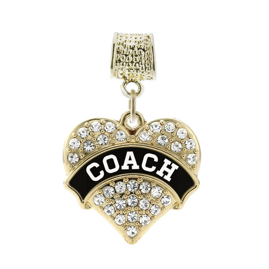 Gold Coach - Black and White Pave Heart Memory Charm