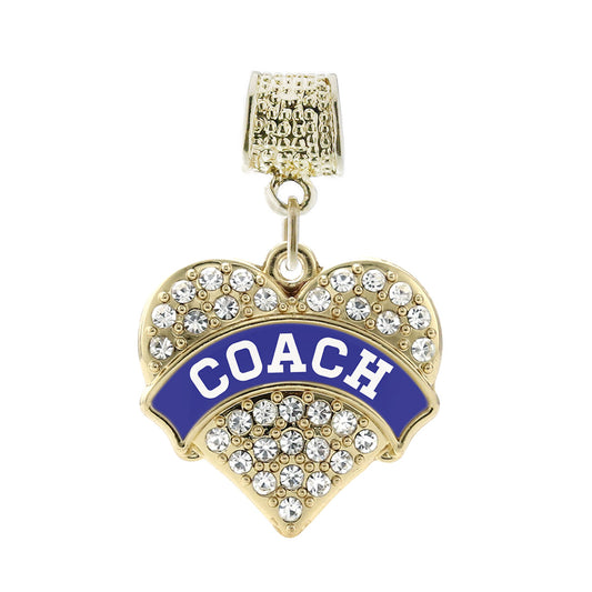Gold Coach - Blue and White Pave Heart Memory Charm