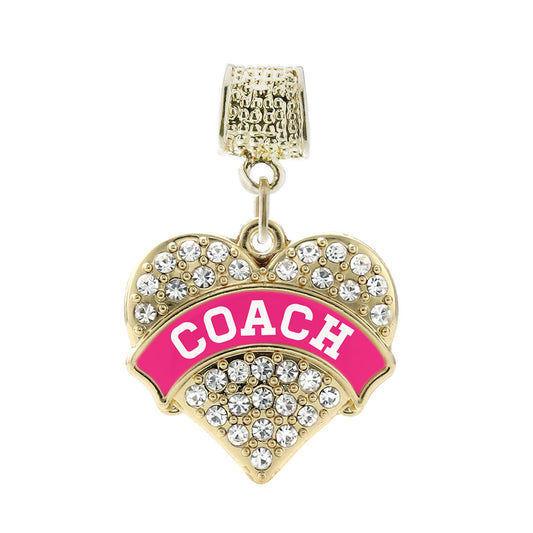 Gold Coach - Fuchsia and White Pave Heart Memory Charm
