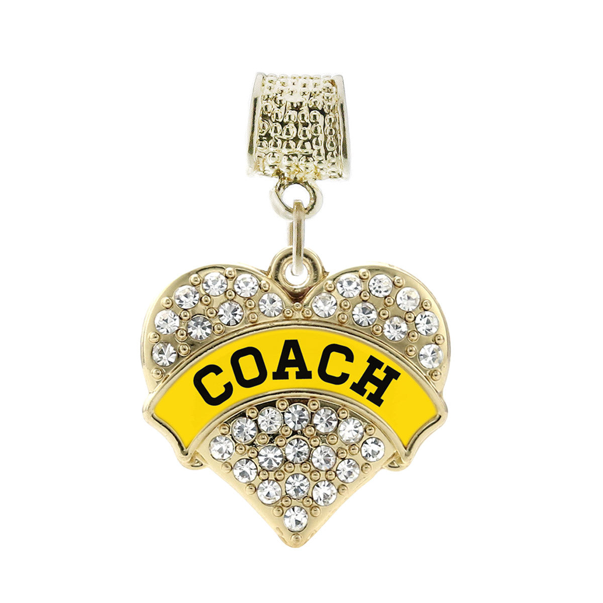 Gold Coach - Yellow and Black Pave Heart Memory Charm