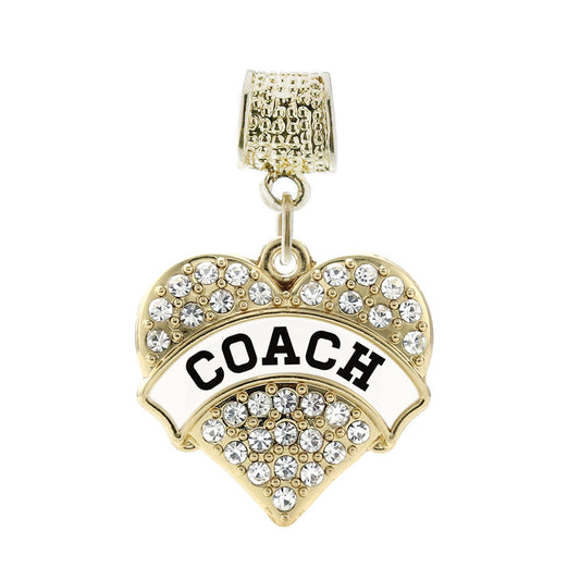 Gold Coach - White and Black Pave Heart Memory Charm