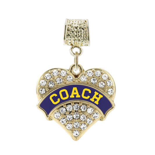 Gold Coach - Navy Blue and Yellow Pave Heart Memory Charm