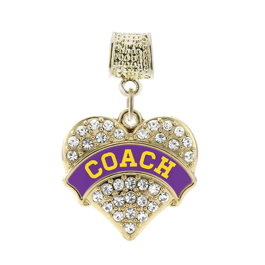 Gold Coach - Purple and Yellow Pave Heart Memory Charm