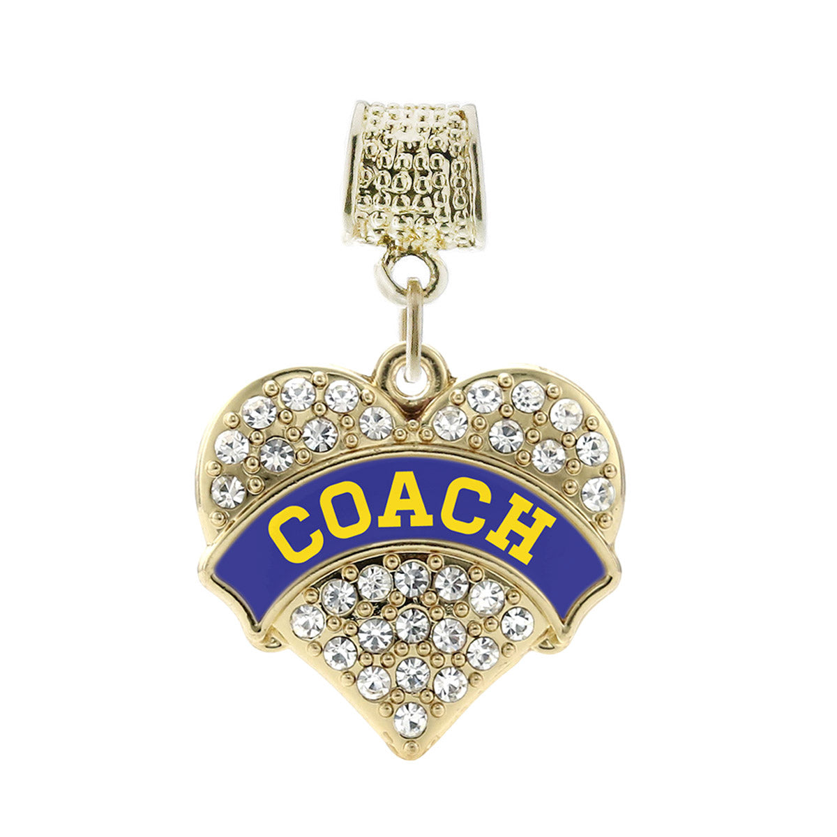 Gold Coach - Blue and Yellow Pave Heart Memory Charm