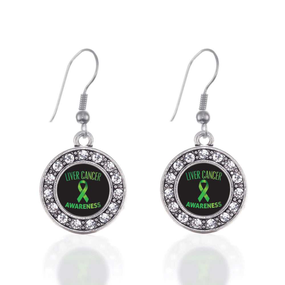 Silver Liver Cancer Awareness Circle Charm Dangle Earrings