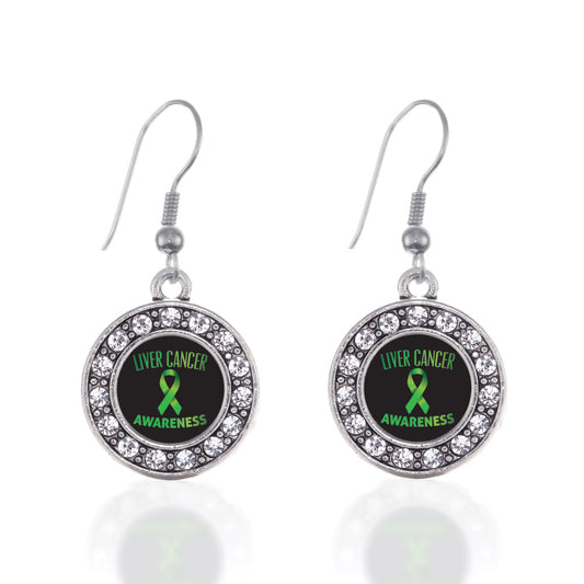 Silver Liver Cancer Awareness Circle Charm Dangle Earrings