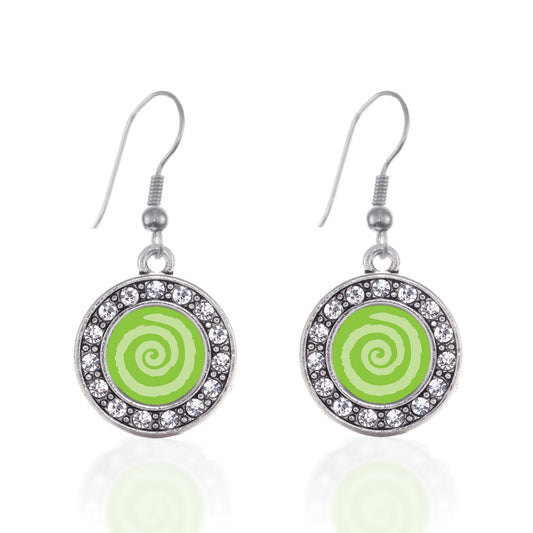 Silver Essential Tremor Symbol Circle Charm Dangle Earrings